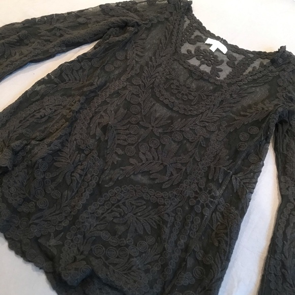 Sheer Lace Blouse with Bell Sleeves - Picture 2 of 4